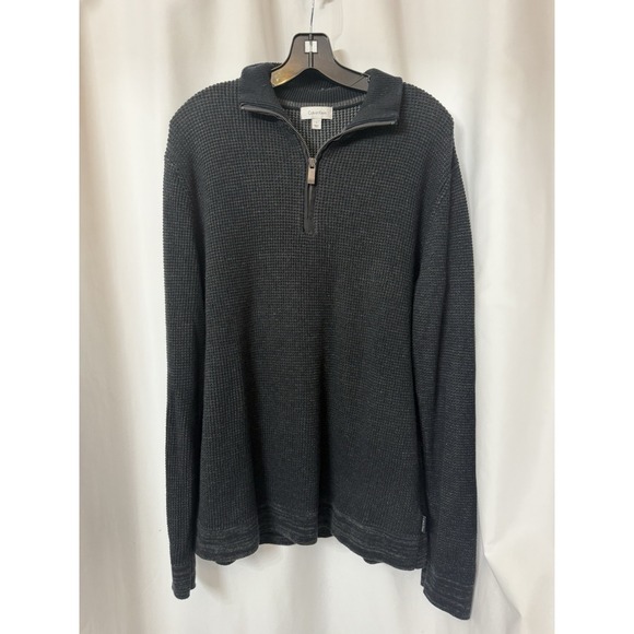 Calvin Klein Sweater Men Large Cotton Blend Knit Long Sleeve 1/4 Zip J71 - Picture 1 of 5